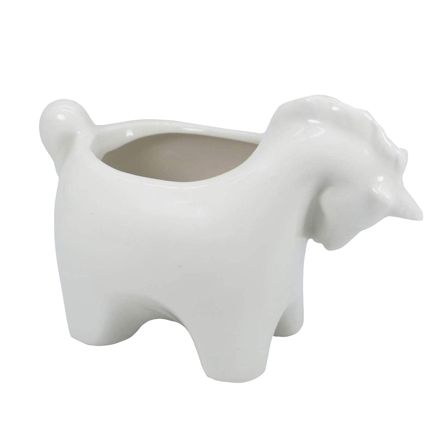 Gemseek Cute Unicorn Succulent Planter Pot with Drainage Tray, Small White Ceramic Cactus Flower Container, Animal Shaped Indoor Air Plants Holder
