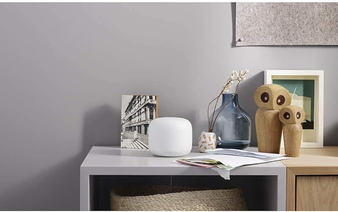 Nest WiFi Router with 1 Point - Mesh for Wireless Internet Wi-Fi Extender Smart Speaker Works and Google Home Systems Snow