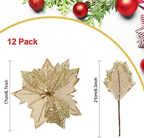 Syhood 13 Pcs Christmas Bow Tree Topper Set Flaxen
