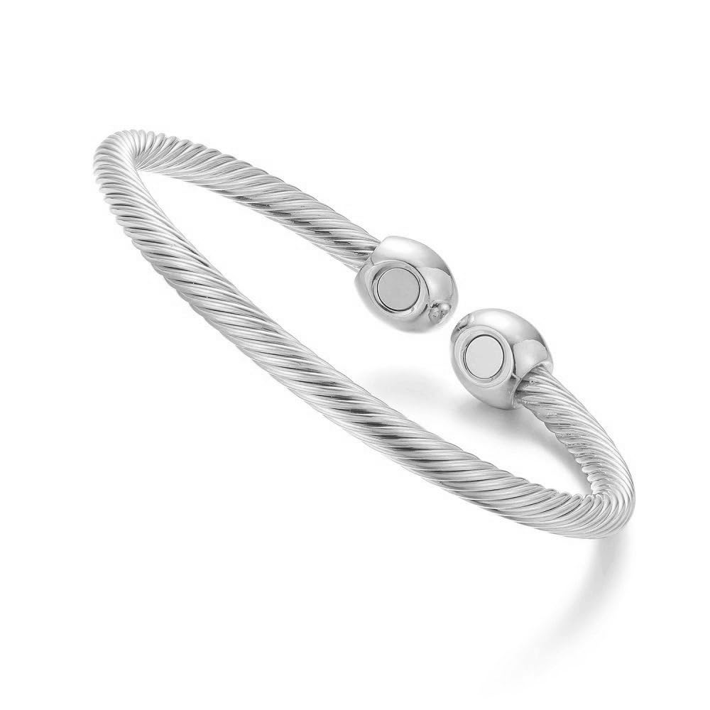 NewZenro Elegant Magnetic Bracelet Copper Magnets Bangle For Women Men Gifts for Father's Day (Silver)