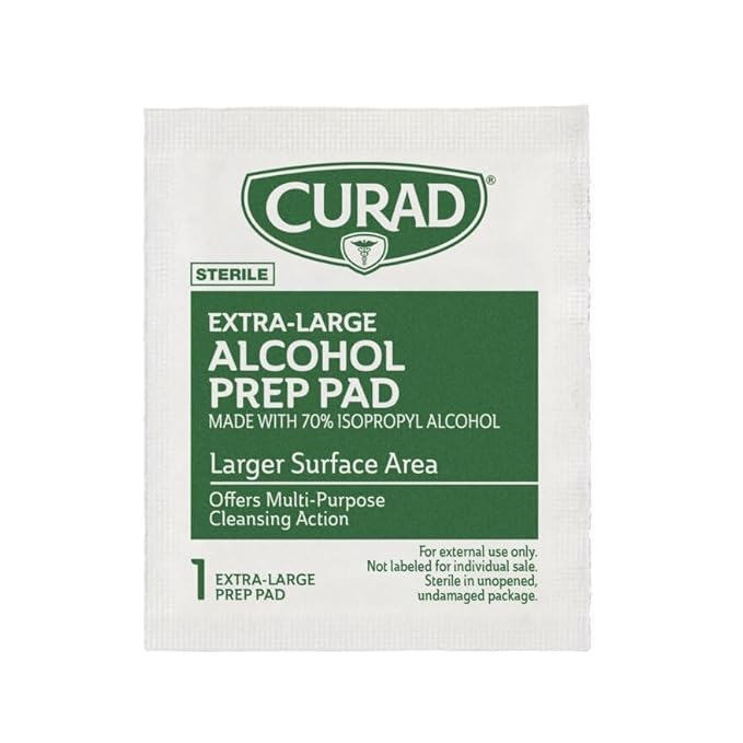 CURAD XL Size 2-Ply Sterile Alcohol Prep Pad, 4" x 5.5", 48/Box, Case of 24