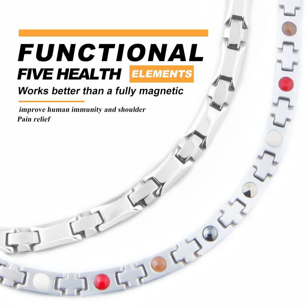 38® Titanium Magnetic Field for Pain Cross Necklace for Men Large Width Germanium Field Therapy (20(in), Silver)