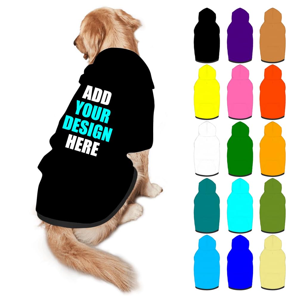Mynvzrk Custom Dog Clothes with Photo Name Logo Personalized Dog Sweaters for Small Medium Large Dogs Breathable Warm, Navy, XL