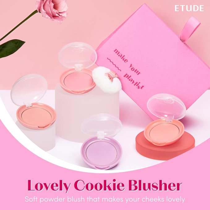 ETUDE Lovely Cookie Blusher - Peach Choux Wafers 4g | Glowing & Natural Powder Blush with Long-Lasting Sebum Control | Easy Application | Korean Makeup, Kbeauty, Perfect for Gift