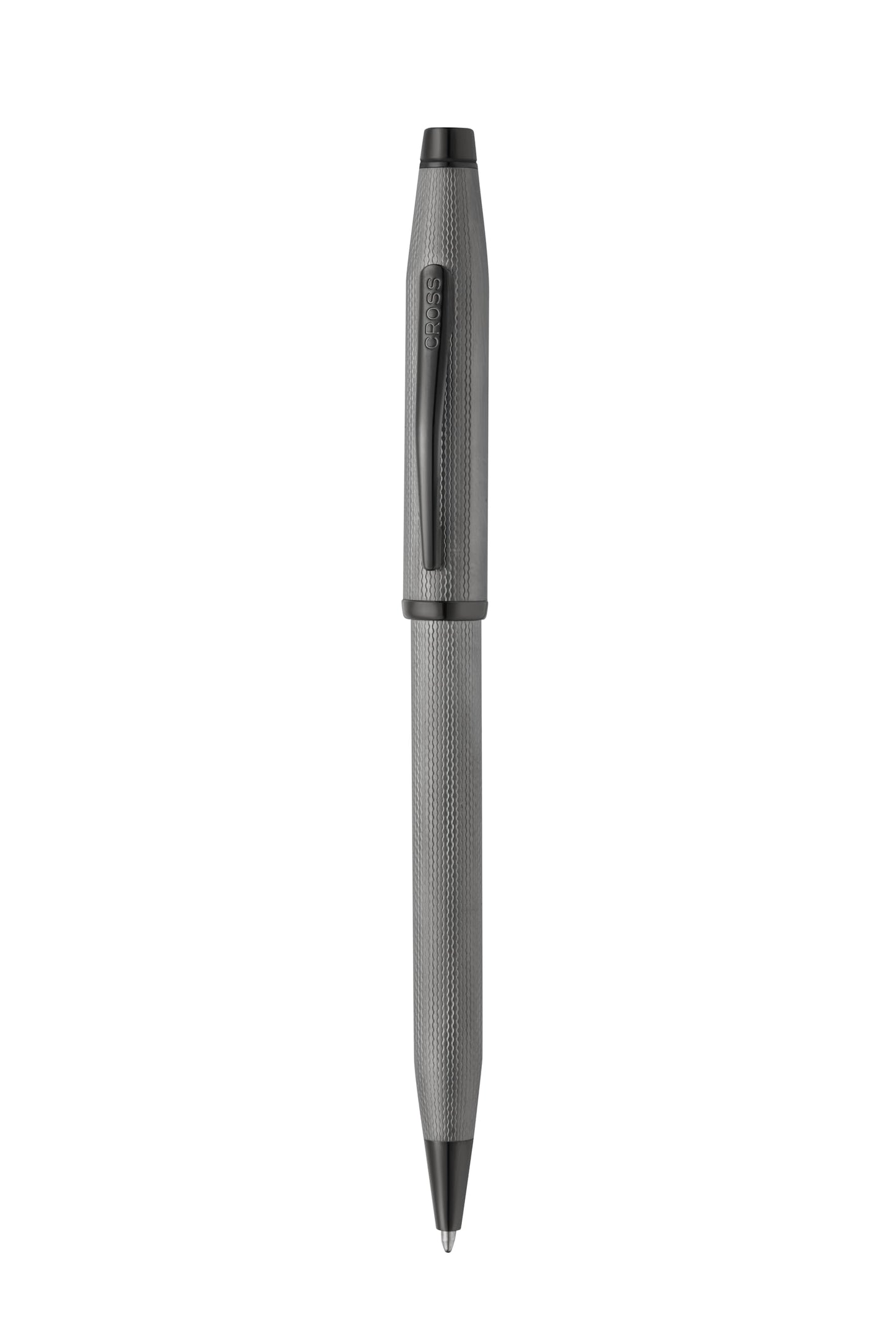 Cross A.T Century II Ballpoint Pen, Polished Slate Gray, Black Ink, Engraved Diamond Pattern, Swivel-Action in Luxury Gift Box