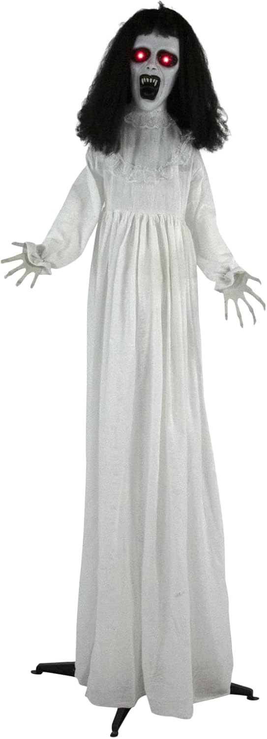 Haunted Hill Farm Life-Size Scary Demon Bride Halloween Animatronic with Touch Activated Lights and Sound, Battery Operated Indoor or Covered Outdoor Halloween Decorations for Home or Haunted House
