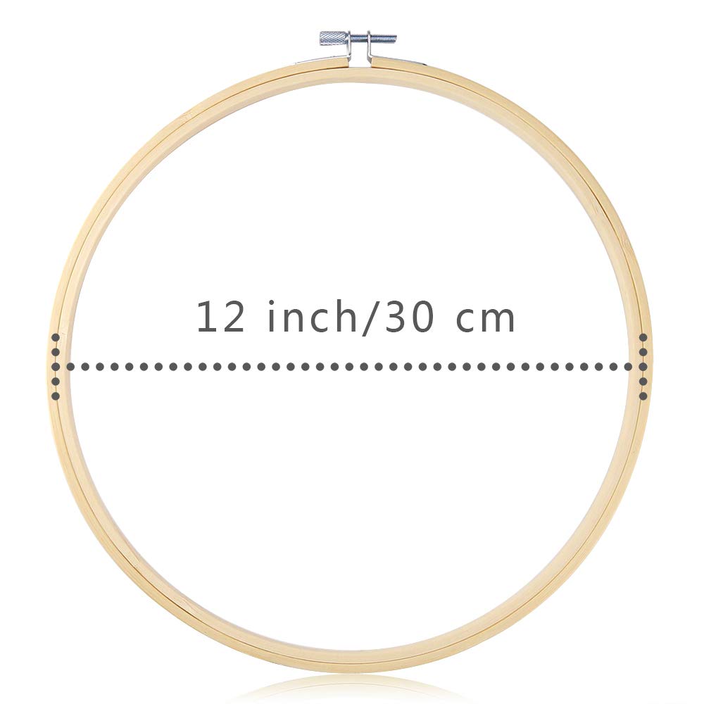 Caydo 3 Pack 12 Inch Wood Embroidery Hoop Circle Cross Stitch Hoop Ring for Art Craft Handy Sewing