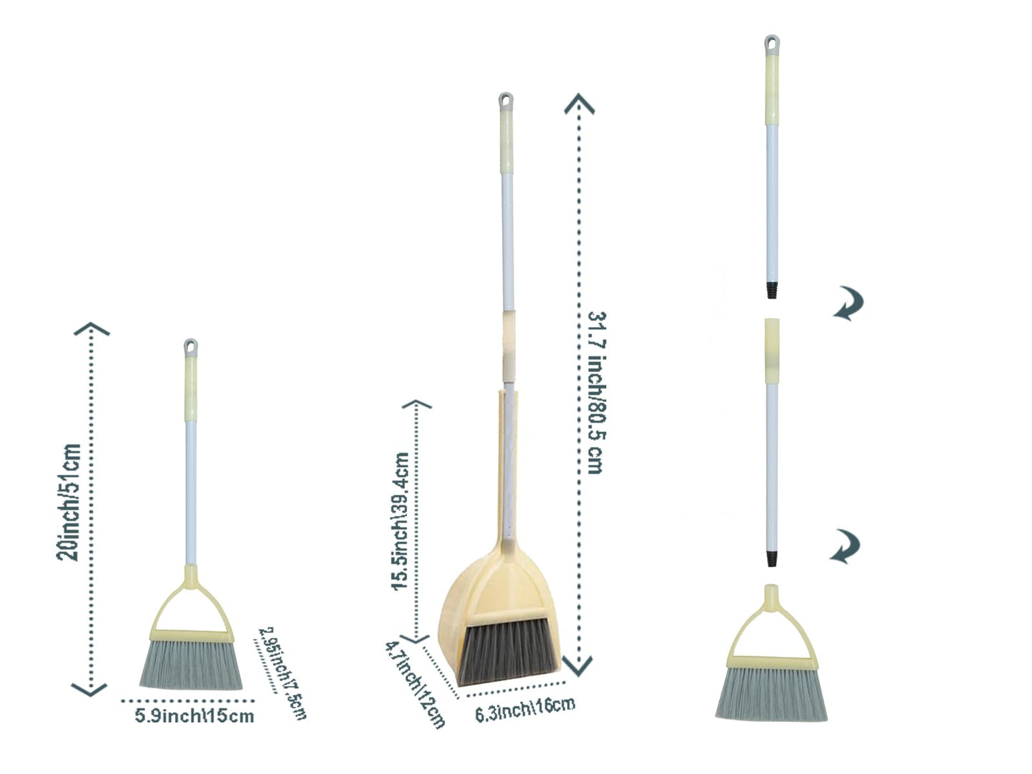 Xifando Mini Broom with Dustpan for Kids,Little Housekeeping Helper Set (Light Yellow)