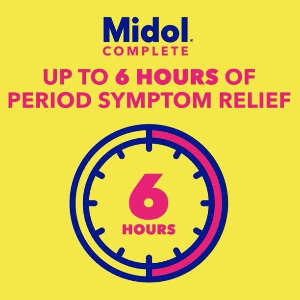 Midol Complete Menstrual Pain Relief Caplets with Acetaminophen for Period Cramps, and Menstrual Symptom Relief - 40 Count (Pack of 3) (Packaging May Vary)