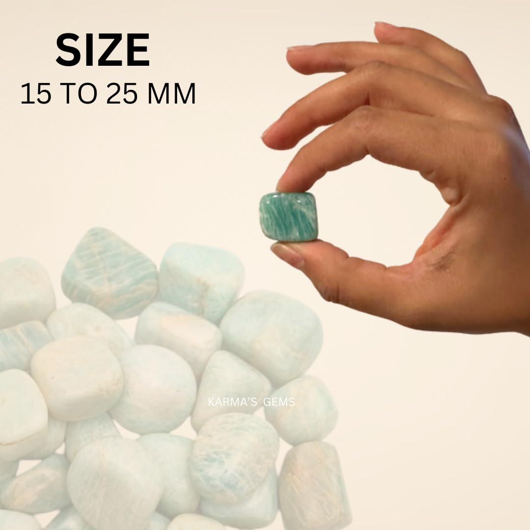 Karma Gems Amazonite Tumbled Stones Natural Crystal Kit for Reiki Healing Crystal Polished, Tumble Stones, Chakra Balancing, Reiki Gift, Home Decor (15-25 MM)