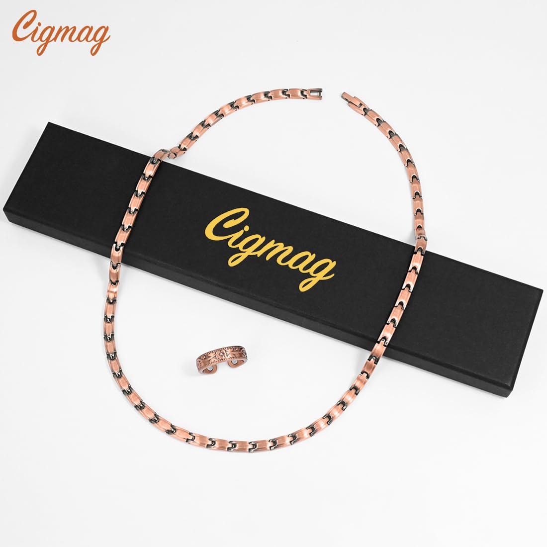 Cigmag Copper Necklace for Women, with 99% Solid Pure Ring Ultra Strength Magnets, Adjustable New Slim and Lightweight