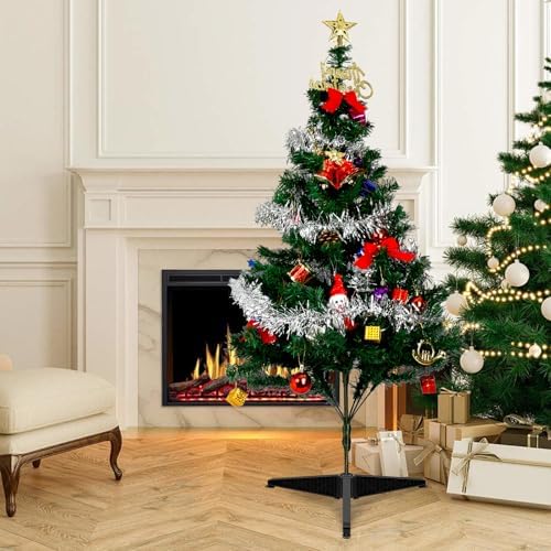 Operitacx 1 Pcs Black Plastic Christmas Tree Stand, Small Artificial Tree Base and Pole Support for Holiday Party and Home Display