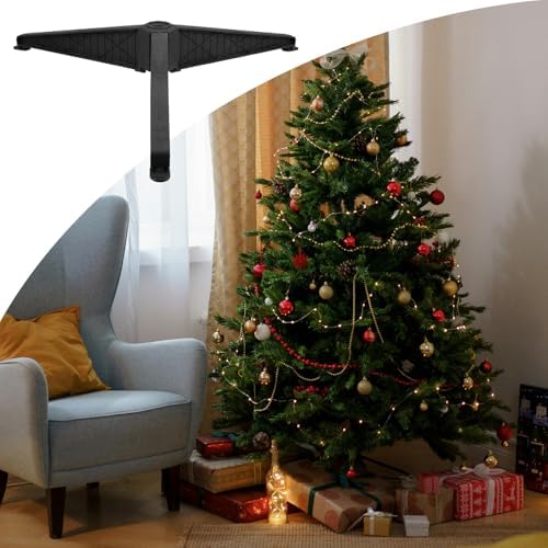 NUOBESTY Christmas Tree Base Holder 6-inch Plastic Christmas Tree Stand Black Easy to Install Stable Support for Holiday Decorations