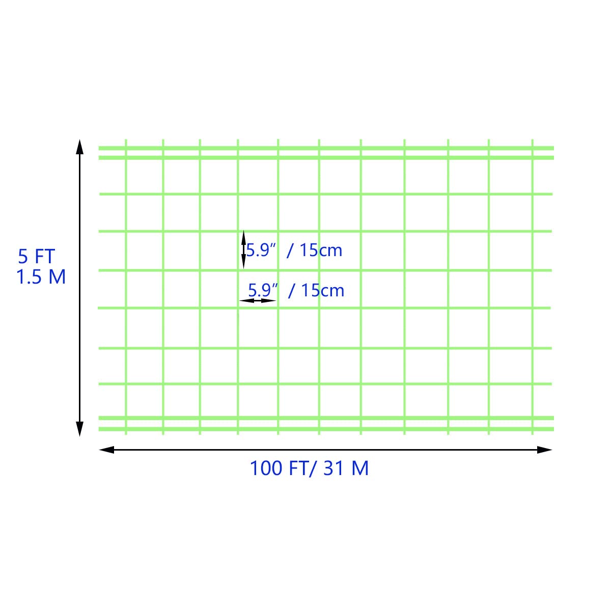 HHTHH Green Garden Trellis Netting 5x100 ft Heavy Duty Polypropylene Plant Support Net for Climbing Vegetables Fruits Flowers