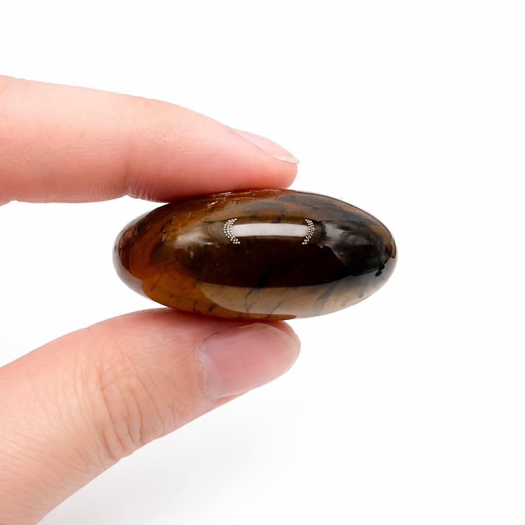 Tiger’s Eye Heart Worry Stone Healing Crystal, 1.57 Inch Polished Palm Stone for Meditation, Mindfulness & Anxiety Relief