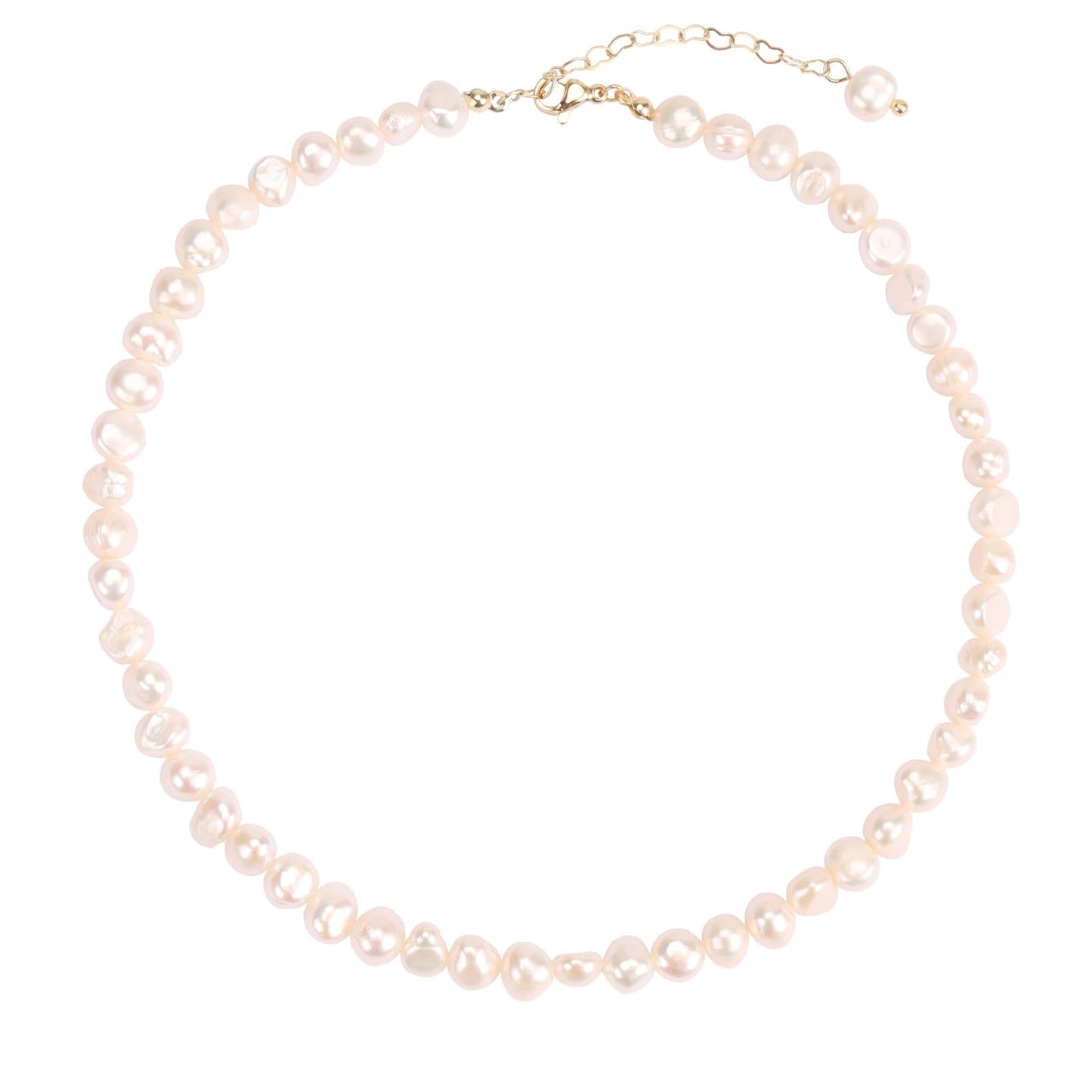 BaubleStar Natural Freshwater Baroque Pearl Necklace White Cultured Pearls Beaded Choker for Women Classic Elegant Jewelry for Wedding Bride Bridesmaids