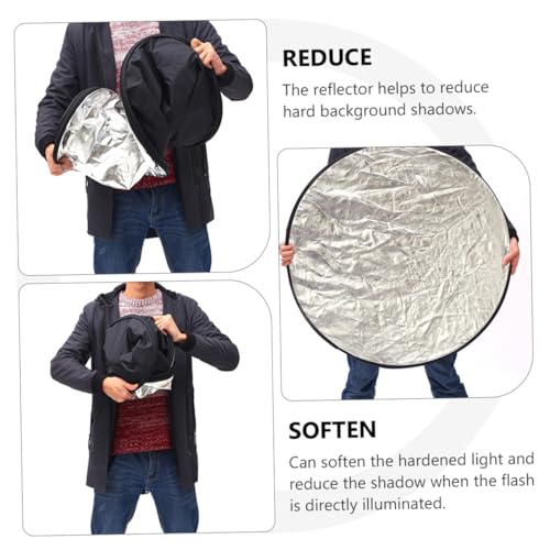 5-in-1 Foldable 60cm Photography Reflective Board for Photo and Jewelry Lighting with Carrying Case, Portable Light Diffuser Reflector for Studio and Outdoor Use