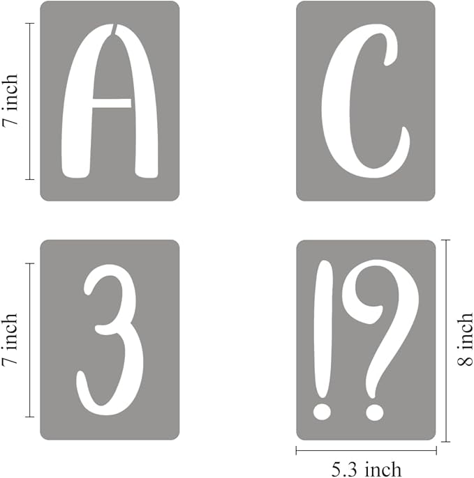 XANGEY 7 Inch Letter Stencils for Painting - 42 Pack Alphabet Letter Number Templates with Signs, Reusable Plastic Alphabet Stencils for Chalkboard Fabric Rock Wood Crafts Painting