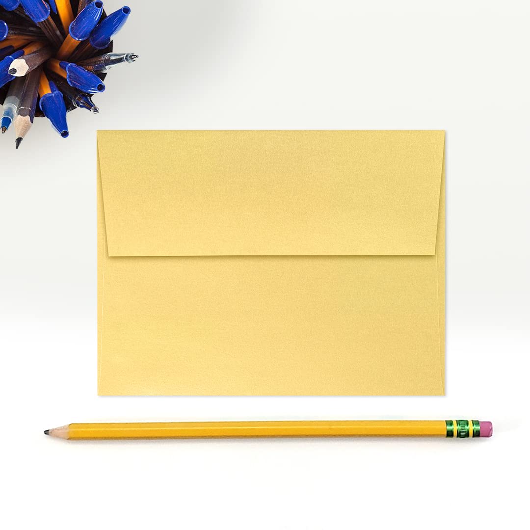 LUXPaper A2 Invitation Envelopes | Peel & Press | 4 3/8" x 5 3/4" | Gold Metallic | 80lb. Text | 50 Qty
