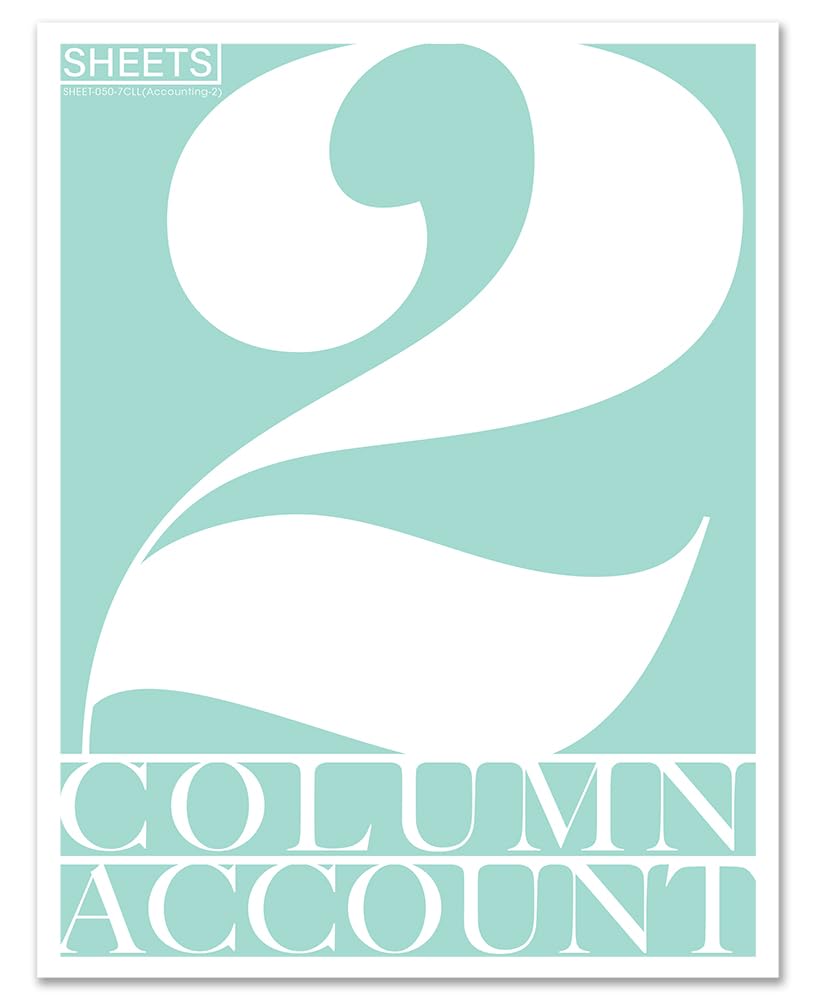 BookFactory 2 Column Ledger Sheets/Account Loose Paper/Accounting Paper (Two Columns Columnar Sheet Format) - 3 Hole Punched Loose Leaf Sheets, 50 Pgs, 8.5'' x 11'' (Made in USA)
