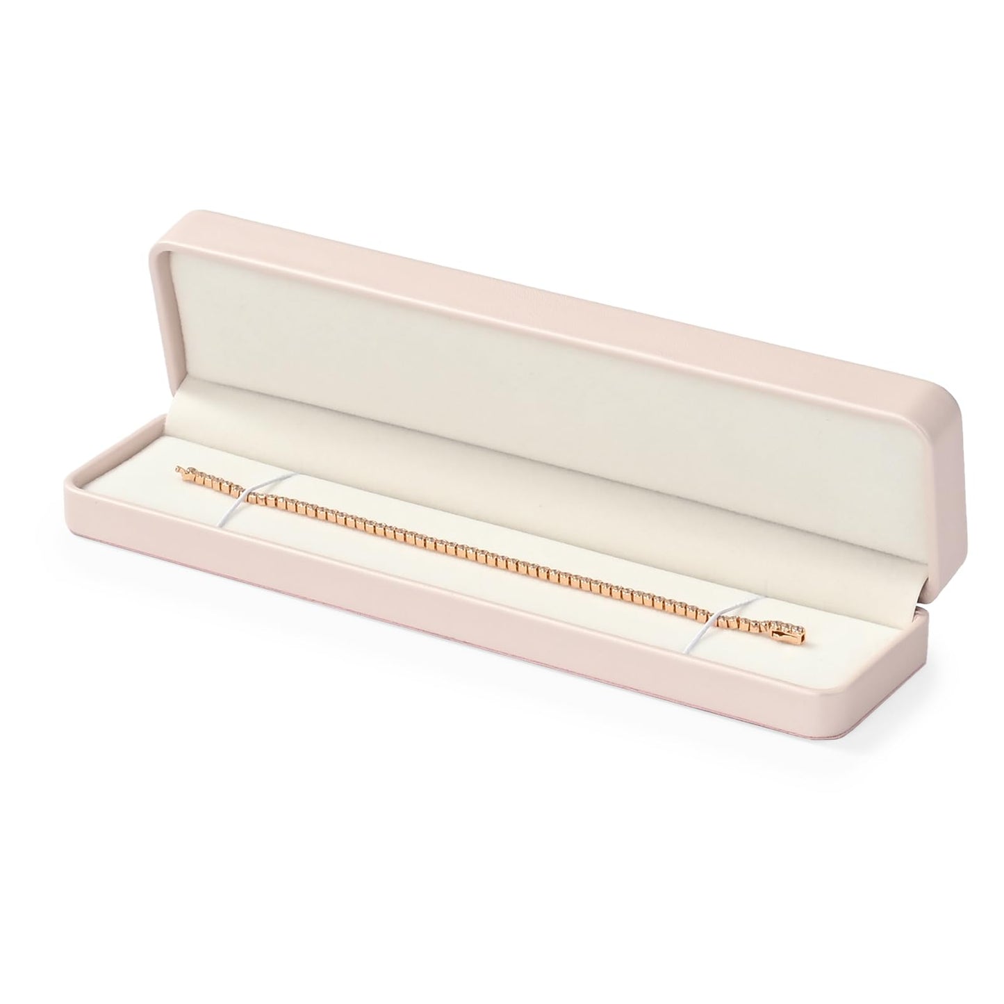 Papten PU Leather Necklace Bracelet Box Velvet Interior Long Chain Bracelet Necklace Gift Box Storage Case for Proposal Wedding Day Valentine's Day (Pink)