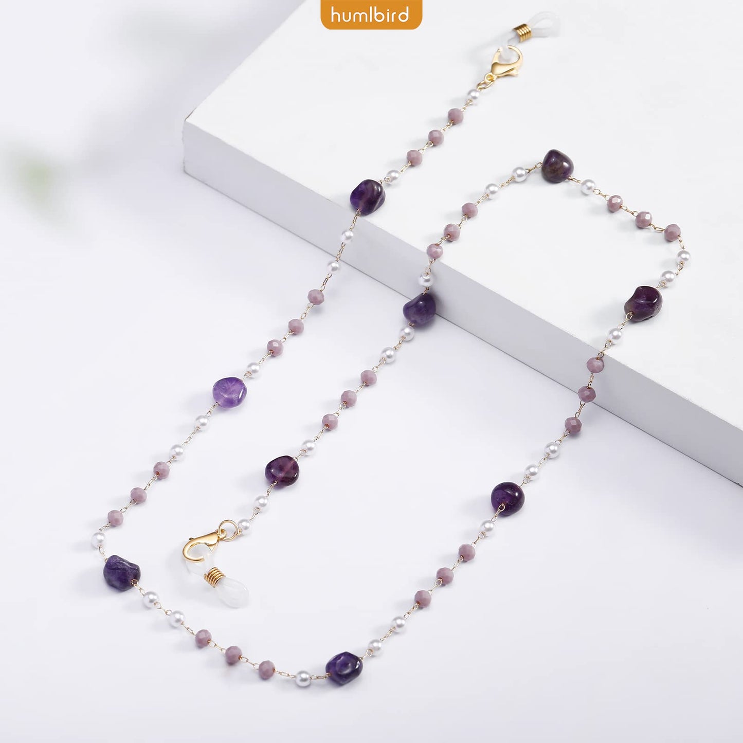 humlbird Eyeglasses Chain for Women Stylish Mask Lanyard Natural Stone Mask Chain Eye Glasses Holder Strap Around Neck