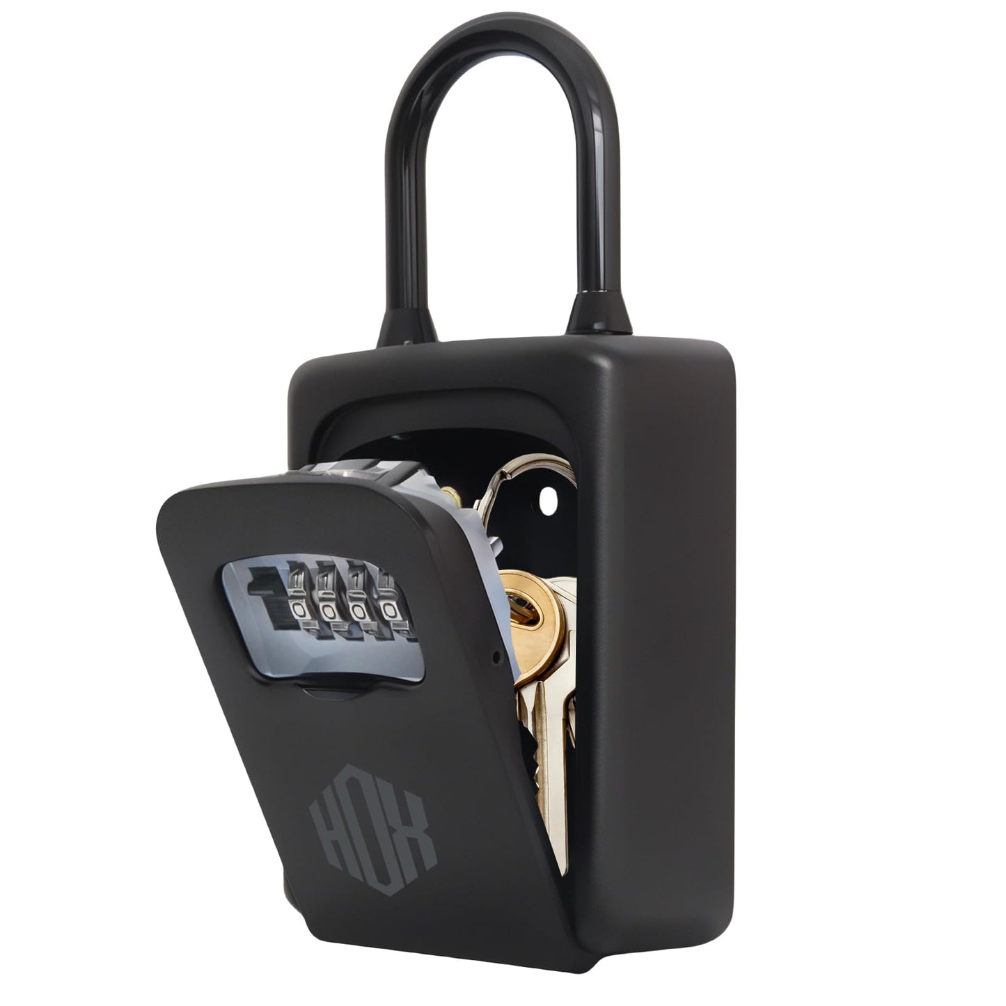 HOX Key Lock Box, Resettable Combination Lockbox, Wall Mount & Portable Waterproof Security Safe Lockbox, for Outdoor Home Office Door Handle, Gray (1 Pack)