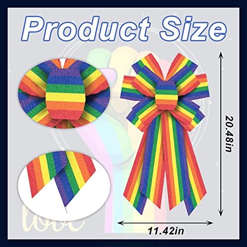 Hying Large Rainbow Bow for Wreath, Gay Pride Wreath Bow for Front Door Pride Month Events Parades Birthday Party Indoor Outdoor Wall Decoration Supplies Ornament
