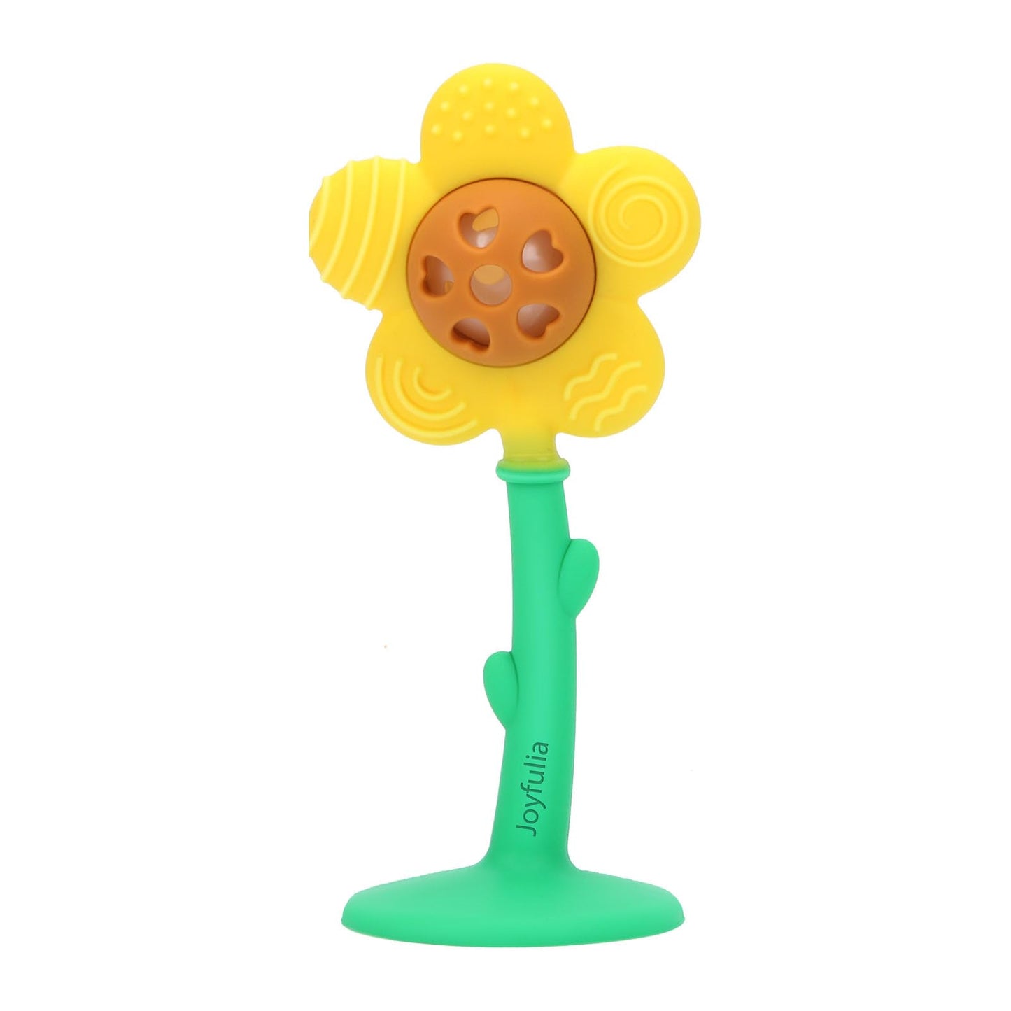 Baby Teething Toys 3-6 Months, Teether and Sensory Rattle for Babies 0-6 Months, Food Grade Silicone Teethers 6-12 Months, Infant Teething Relief Chew Toys, Sunnyflower Teether Toy BPA Free - Yellow