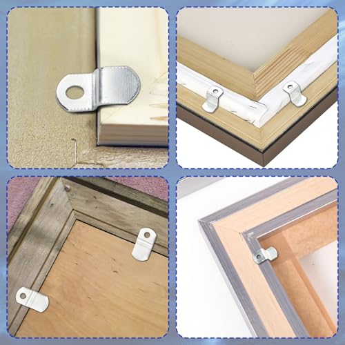 Offset Canvas-Clips for Picture Framing - 40 pcs Heavy Duty Photo Frame & Painting Clamps with 20 Screws, Silver Photo Frame Clips Offset Mirror Clamps Clips(5 Pcs Each of 1/8", 1/4", 3/8", 1/2" )