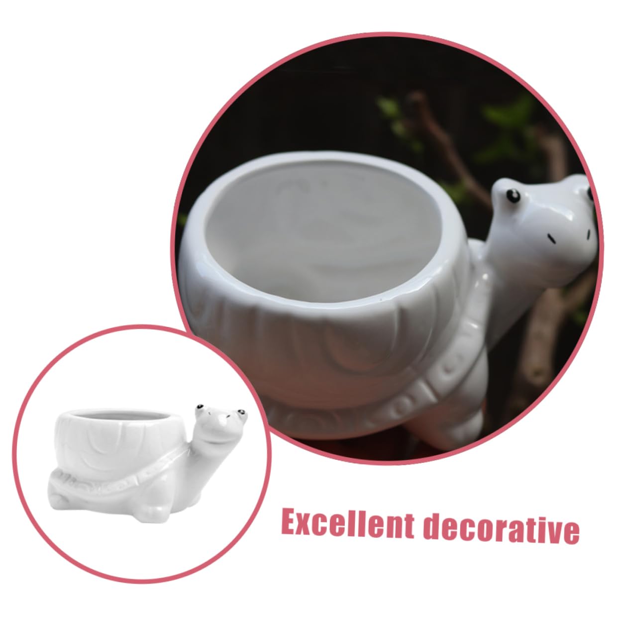 Ciieeo Ceramic Turtle Succulent Planter Pot Cute Cartoon Flower Container for Plants for Home Office Desk Decor Vibrant Garden Decoration