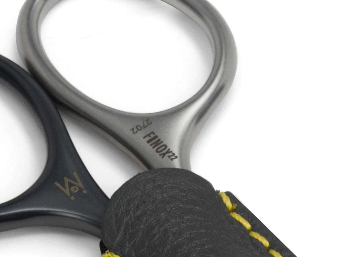 GERMANIKURE Nail and Cuticle Scissors - Self-Sharpening FINOX22 Titanium Coated Stainless Steel Professional Manicure Tools in Leather Case - Ethically Made in Solingen Germany - 2702