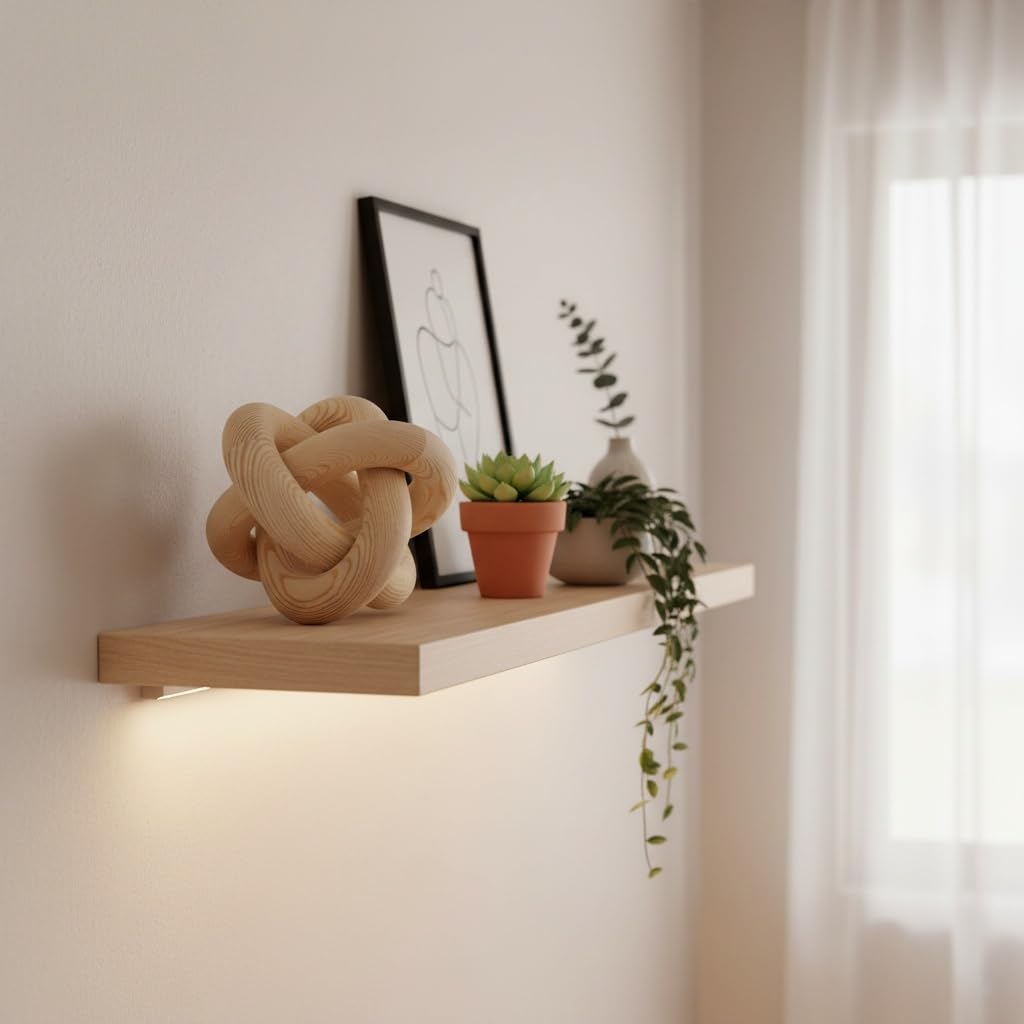Nezhain Wood Knot Chain Link Decor, 3 Link Boho Wooden Hand Carved Decorative, Handcrafted for for Coffee Table Entryway Modern Farmhouse Shelf Decoration (Natural)