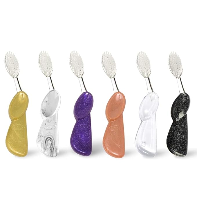 RADIUS Big Brush with Replaceable Head BPA Free & ADA Accepted Toothbrush Designed to Improve Gum Health & Reduce Gum Issues - Left Hand - Assorted - Pack of 6