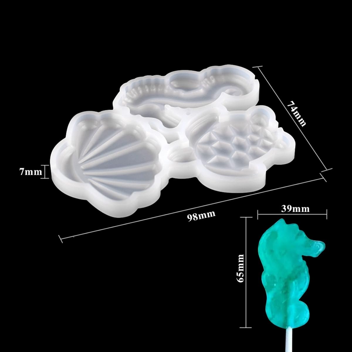 mostsom 2pcs/lot Sea Turtle Seahorse Shape Silicone Lollipop Candy Mold Homemade Kids Cake Chocolate Cookies Decorating Tools Mould Baking Pastry (E_ Turtle)
