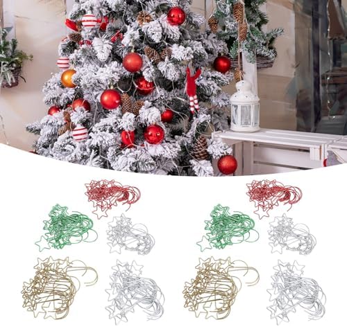 Omabeta 100Pcs Xmas Hooks Iron Wire Decorative Ornament Hooks for Hanging Holiday Decorations in Your Home (1)