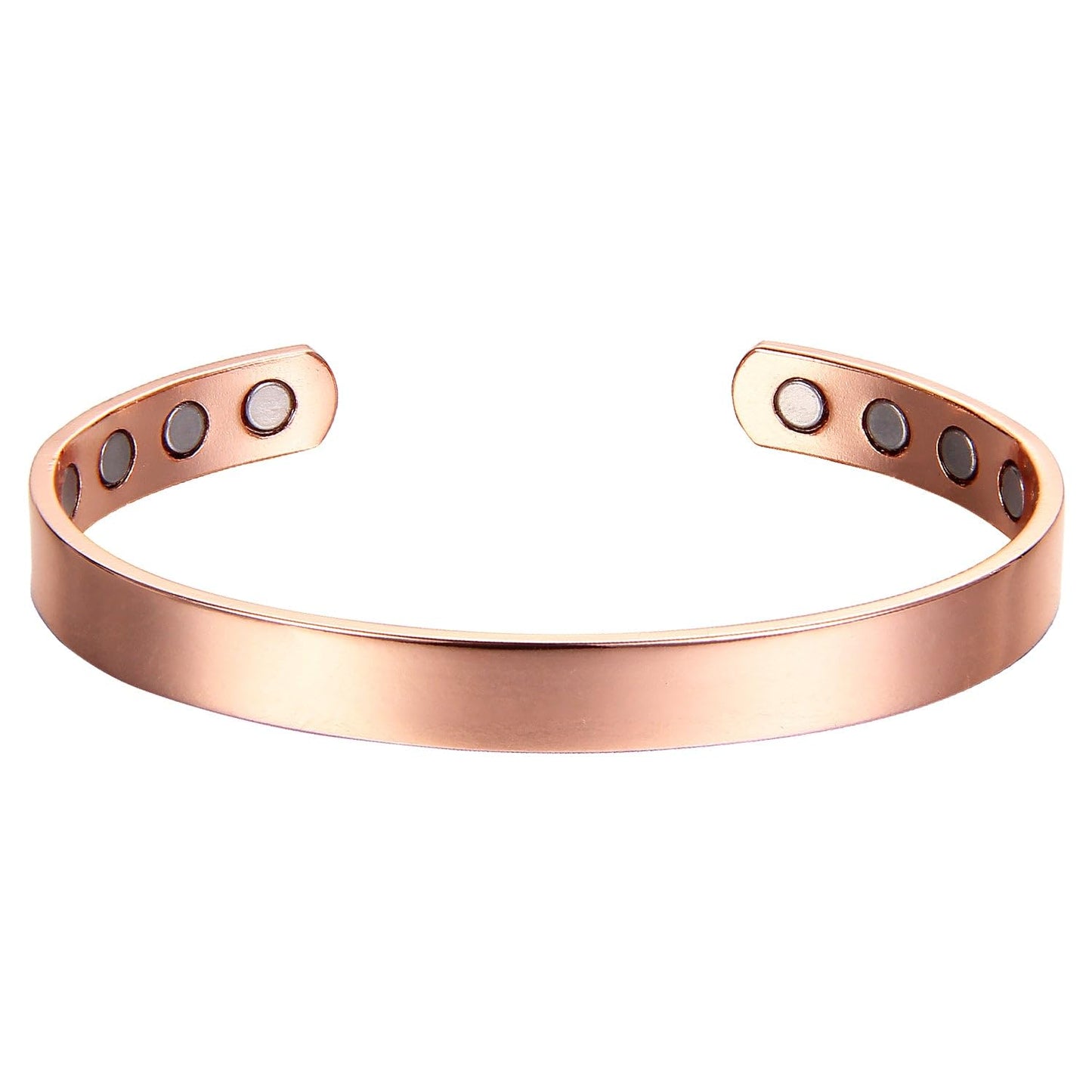 Earth Therapy Pure Copper Shiny Minimalist Bracelet – Adustable Unisex Sport Band with Ultra Strength Magnets