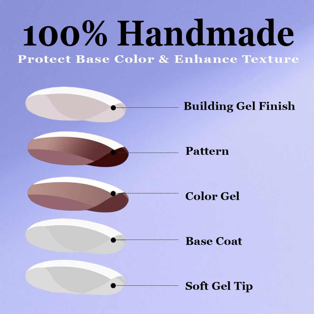 100% Handmade Press on Nails Medium Almond Handmade Nails with Rhinestone Flower Charm Design Orange False Nails Laser Nail Press ons Reusable Acrylic Fake Nail Stick on Nails for Women Size M 10Pcs