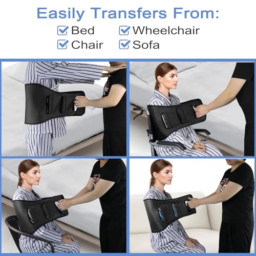 Transfer Belt Transfer Sling - Padded Gait Belt - Heavy Duty Patient Lift, Mobility Standing and Lifting Aid for Disabled, Elderly, Injured - Safely Move from Bed and Wheelchair(Black) - color: Black 2
