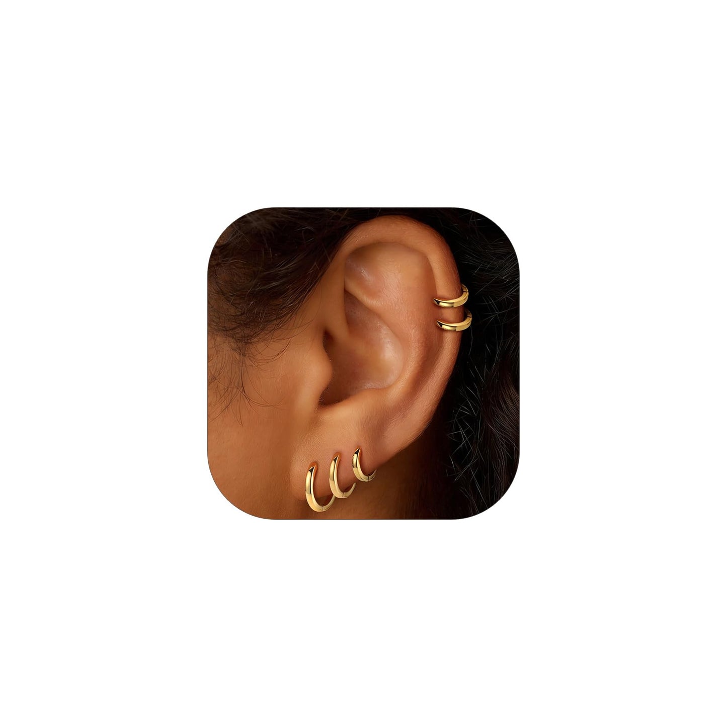 Gold Hoop Earrings For Women Hoops Earring Hypoallergenic 8mm Tiny Huggie Jewelry Non Tarnish Cartilage Piercing Waterproof Ear Earings