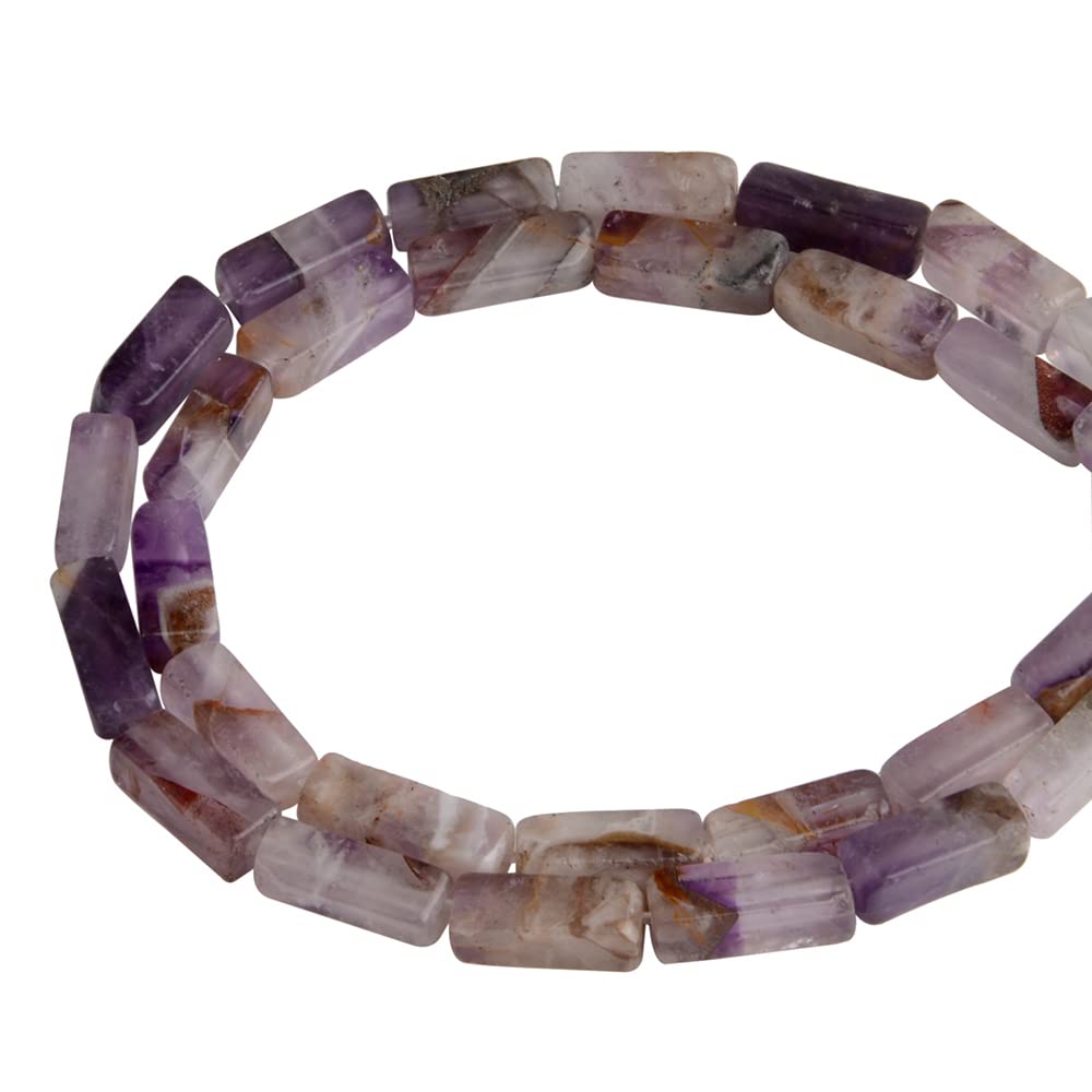 4x13mm Natural Stone Amethyst Rectangular Column Tube Cylinder Spacer Loose Beads Gemstone for DIY Bracelets Necklace Jewelry Making Strand 15 Inch (28-30pcs)