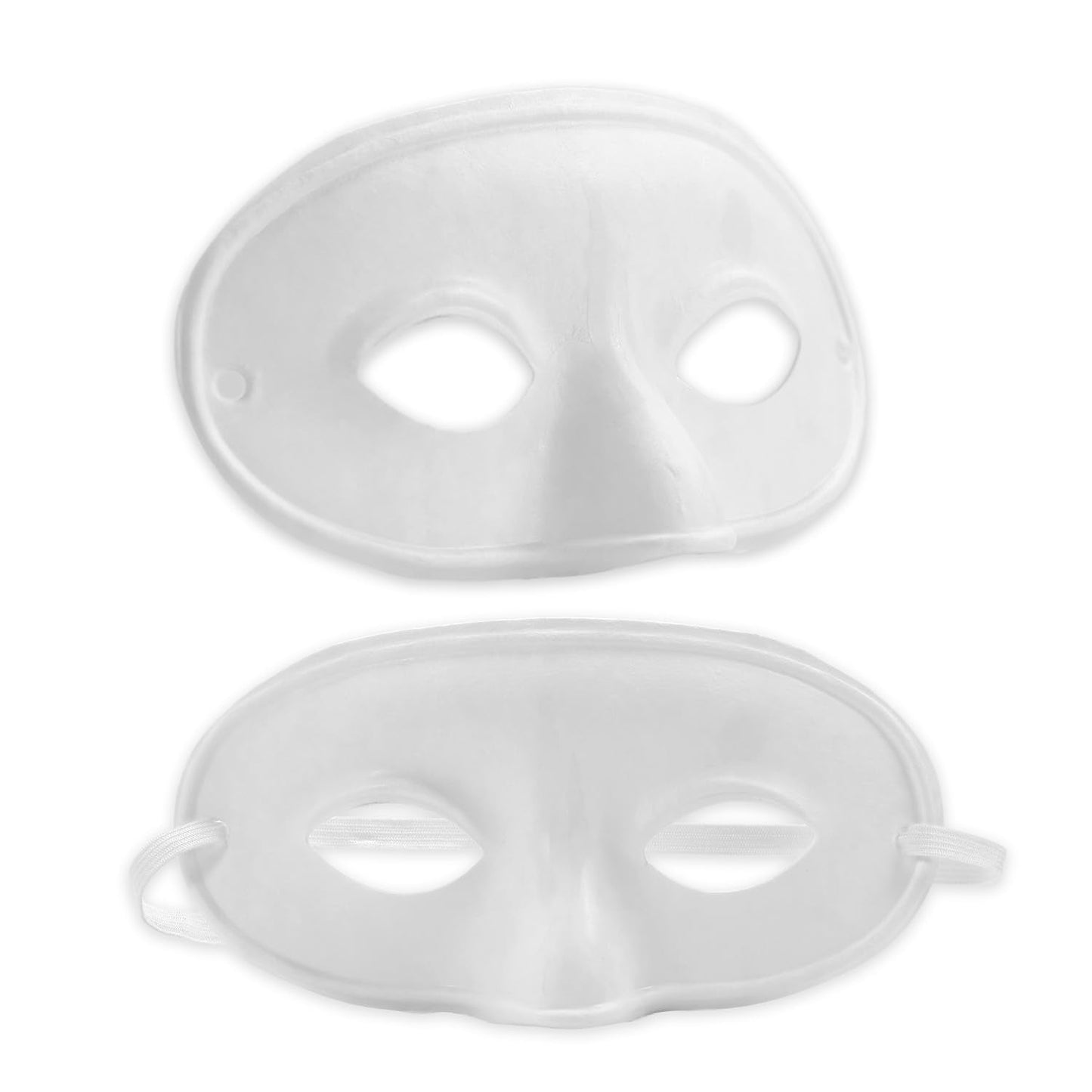 White Masquerade Masks 3 Pack - Bundle with 3 White DIY Craft Masks for Mardi Gras, Halloween, Cosplay Party Plus Gem Stickers | Bulk Paper Mache Masquerade Accessories
