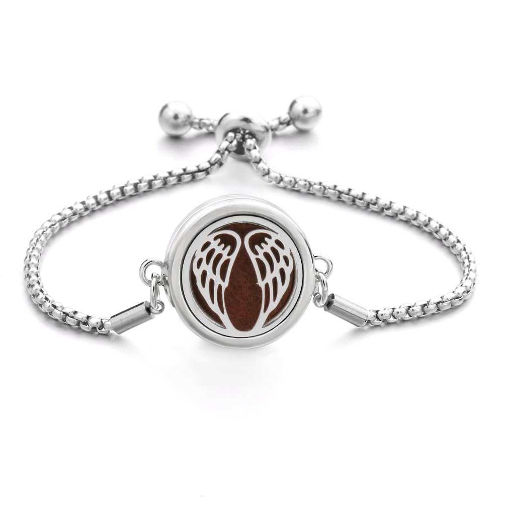 Pyasuye Stainless Steel Adjustable Bracelet Essential Oil Diffuser Pendant Handchain Stylish Wristchain Fashion Jewelry