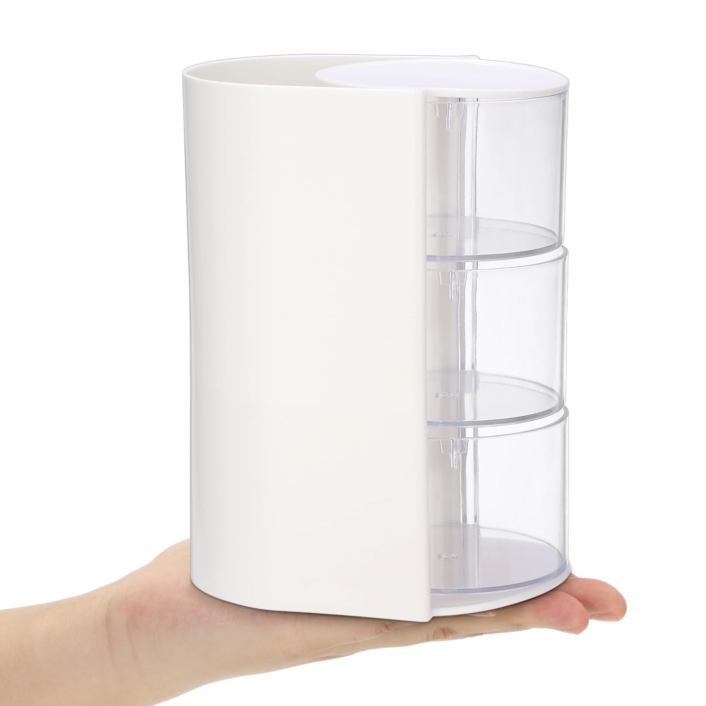GUSHBIN Rotating Hair Accessories Organizer with Comb Holder Plastic Hair Clips Storage Container Cosmetic Storage Box for Makeup Sponge Brush, 3-Layer White