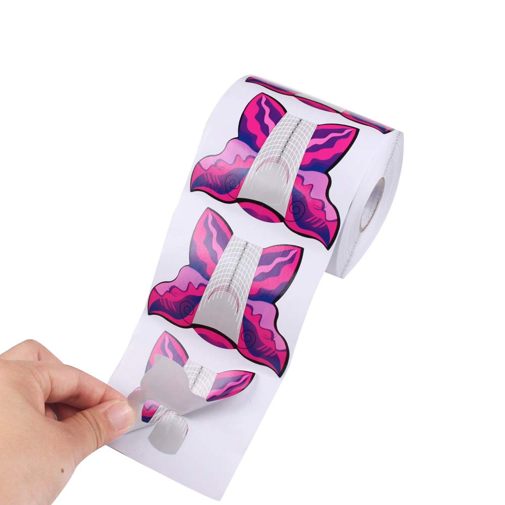 BeautyLeader 500 PCs Nail Forms Extension Guides for Poly Gel Acrylic UV Gel Nail Extention Tips Form Guide Sticker French DIY Tool Butterfly -Shape