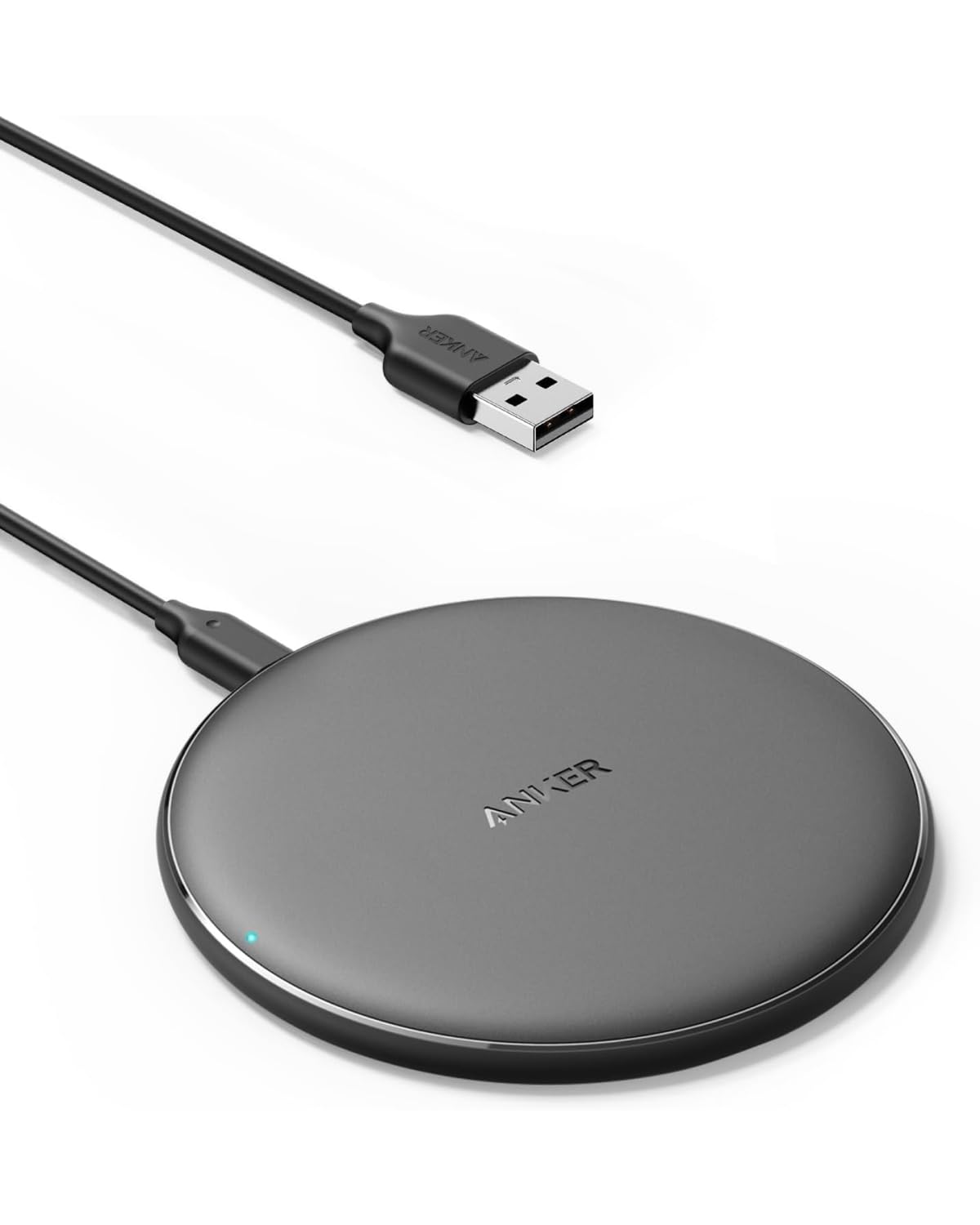 Anker 313 Wireless Charger (Pad), Qi-Certified, 10W Max Fast Charging for Samsung, Compatible with iPhone 16 Plus/15 Plus/14 Plus/12, AirPods (No AC Adapter, Not MagSafe Magnetic Charging Compatible)