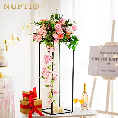 Nuptio Black Vases - 10pcs, 31.5" Tall for Wedding & Party Centerpieces - color: Black, size: 31.5 inch - 10 PCS