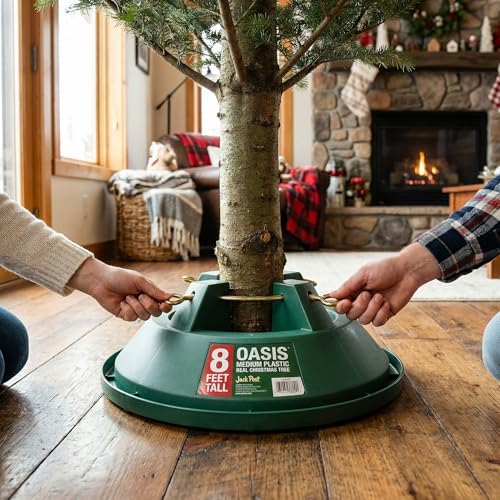 Jack Post Medium Plastic Real Christmas Tree Stand (8 ft) – Base for Live Trees – Small Christmas Tree for Real – 9 Ft Stand Alternative – Pack of 3