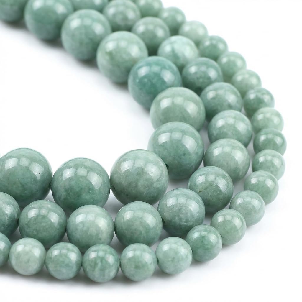 Yochus 60pcs Burmese Jade Beads，6mm Healing Power Natural Stone Round Loose Gemstone Beads for Jewelry Making Earring Necklace DIY Crafts