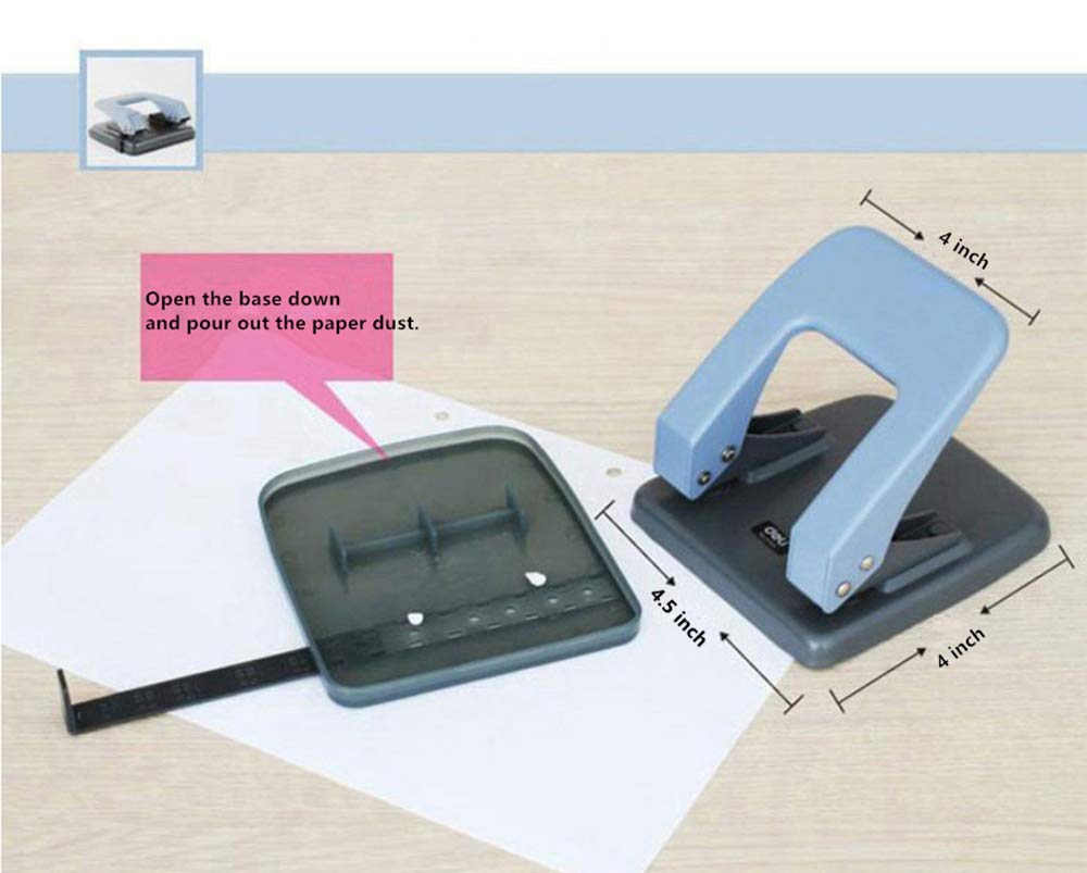 2 Hole Puncher,Round Hole Puncher Stationery 4x4 1/2",The Hole Spacing is 3.15",Squeeze 20 Sheets Capacity, Skid-Resistant Base,Manual Punching for Paper Chipboard,Thin Metal,Craft Paper-White